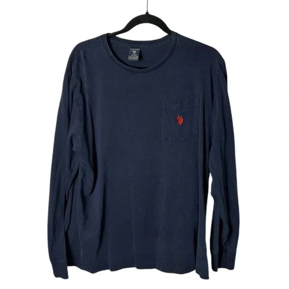 Y2K   U.S. POLO ASSN.cotton shirt,men XL. Blue,Long sleeve t-shirt, pocket,logo, - Picture 1 of 12